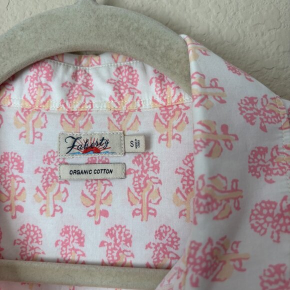 Faherty Organic Cotton Malibu Pink Taj Floral Long Sleeve Boyfriend Shirt - Picture 3 of 12